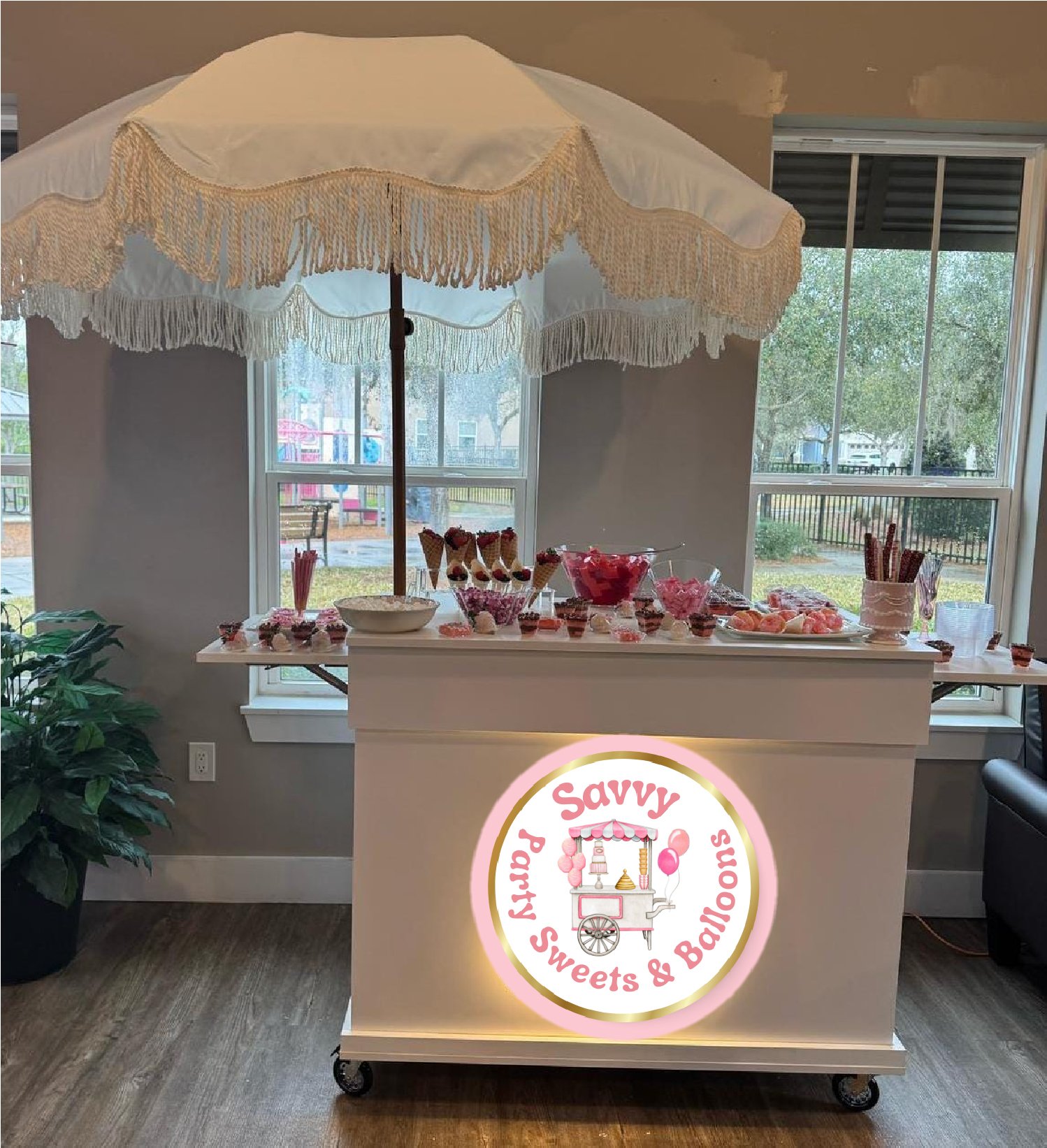 party balloons and cake cart in Ponte Vedra FL